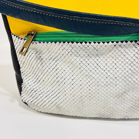 EBARRITO Blue and yellow leather shoulder bag - Picture 4 of 7